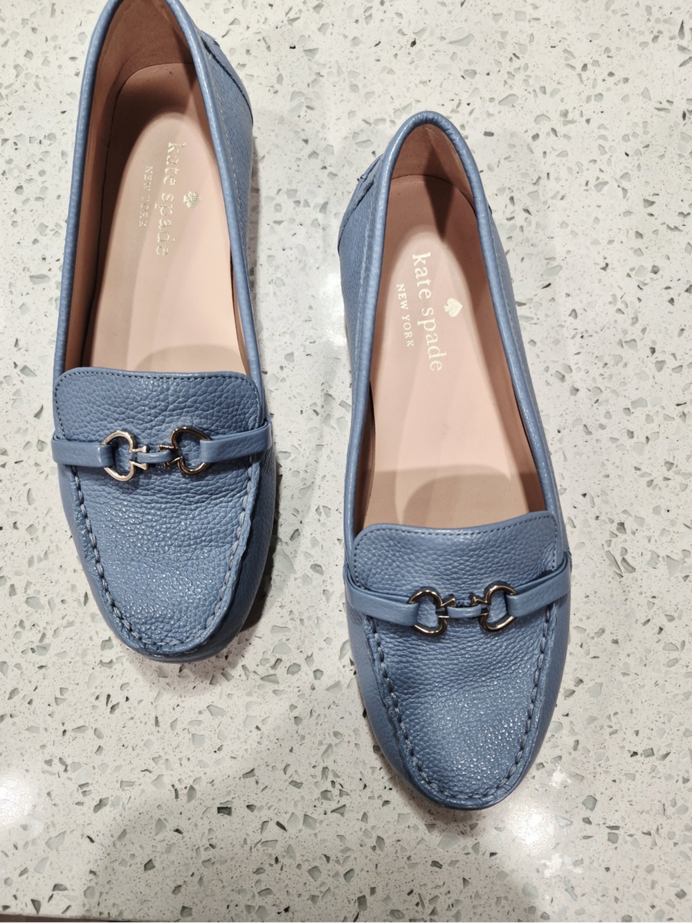 kate spade Powder Blue Leather Horsebit Loafers size 6.5